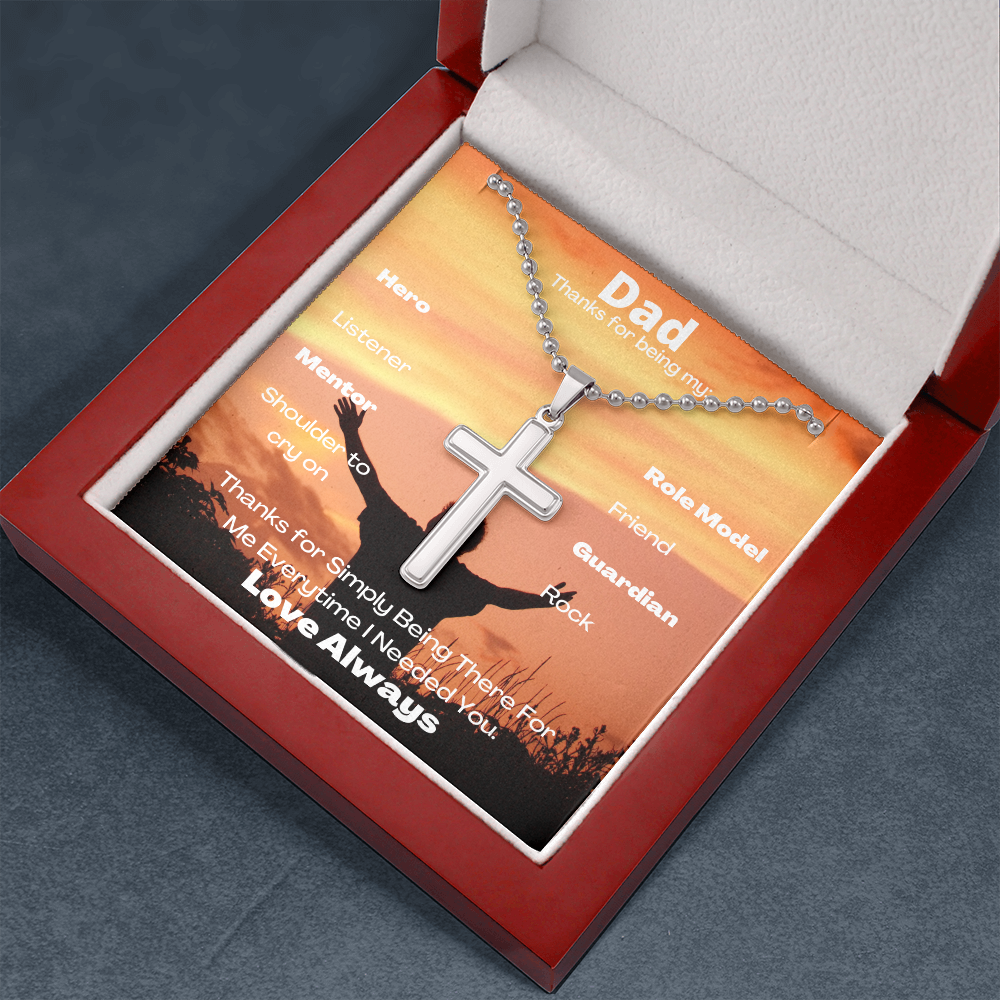 Dad Everytime/ Stainless Cross Necklace w/ Ball Chain