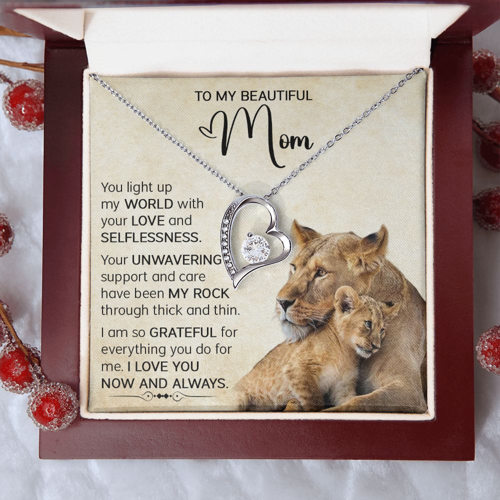 Mom Lioness My World Forever Love Necklace
