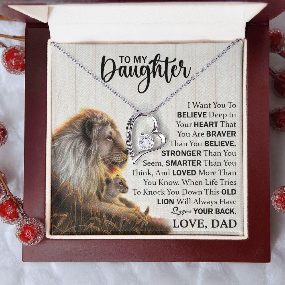 Daughter Dad Old Lion Believe Forever Love Necklace