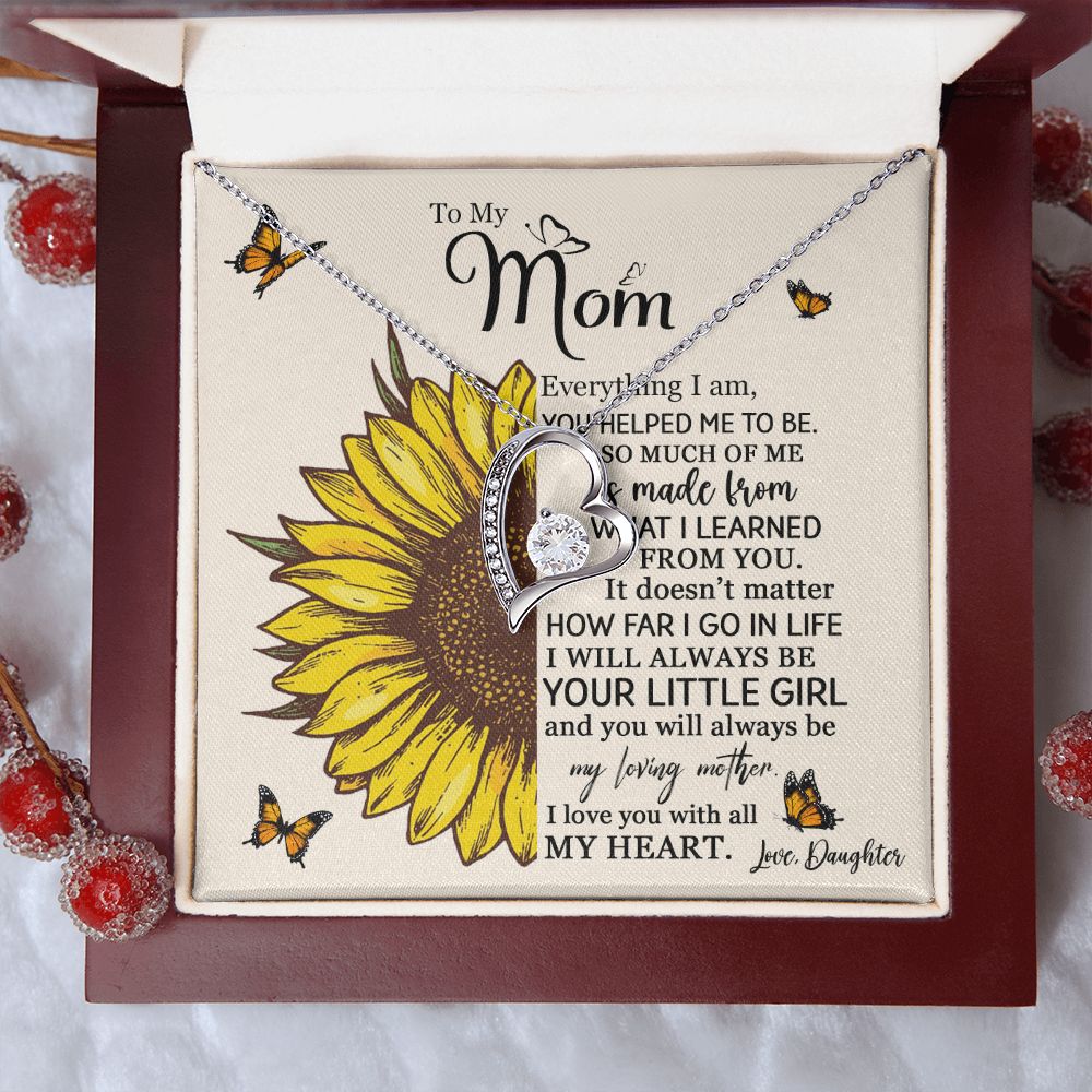 Mom Daughter Little Girl Sunflower Forever Love Necklace