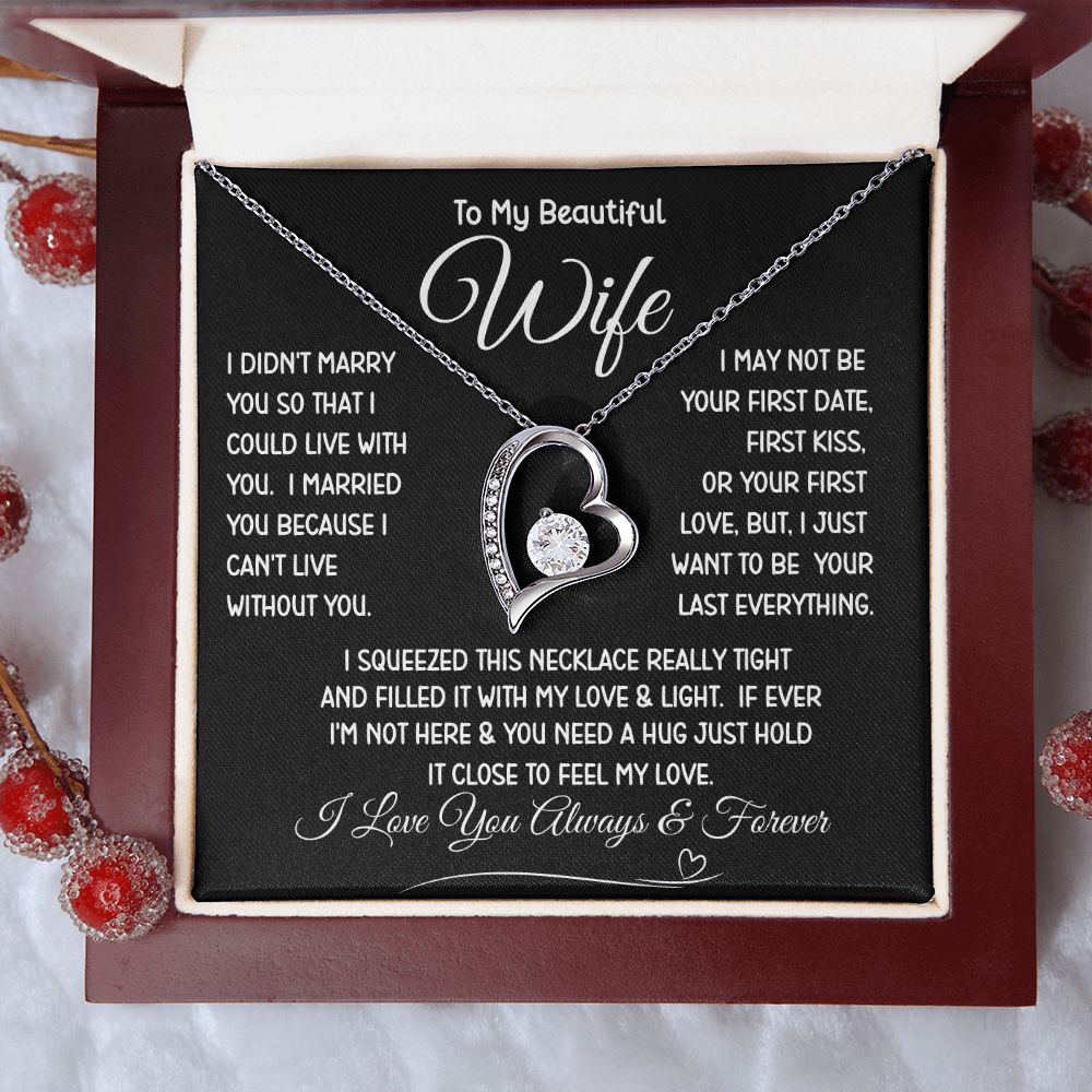 Beautiful Wife Can't Live Without You Forever Love Necklace