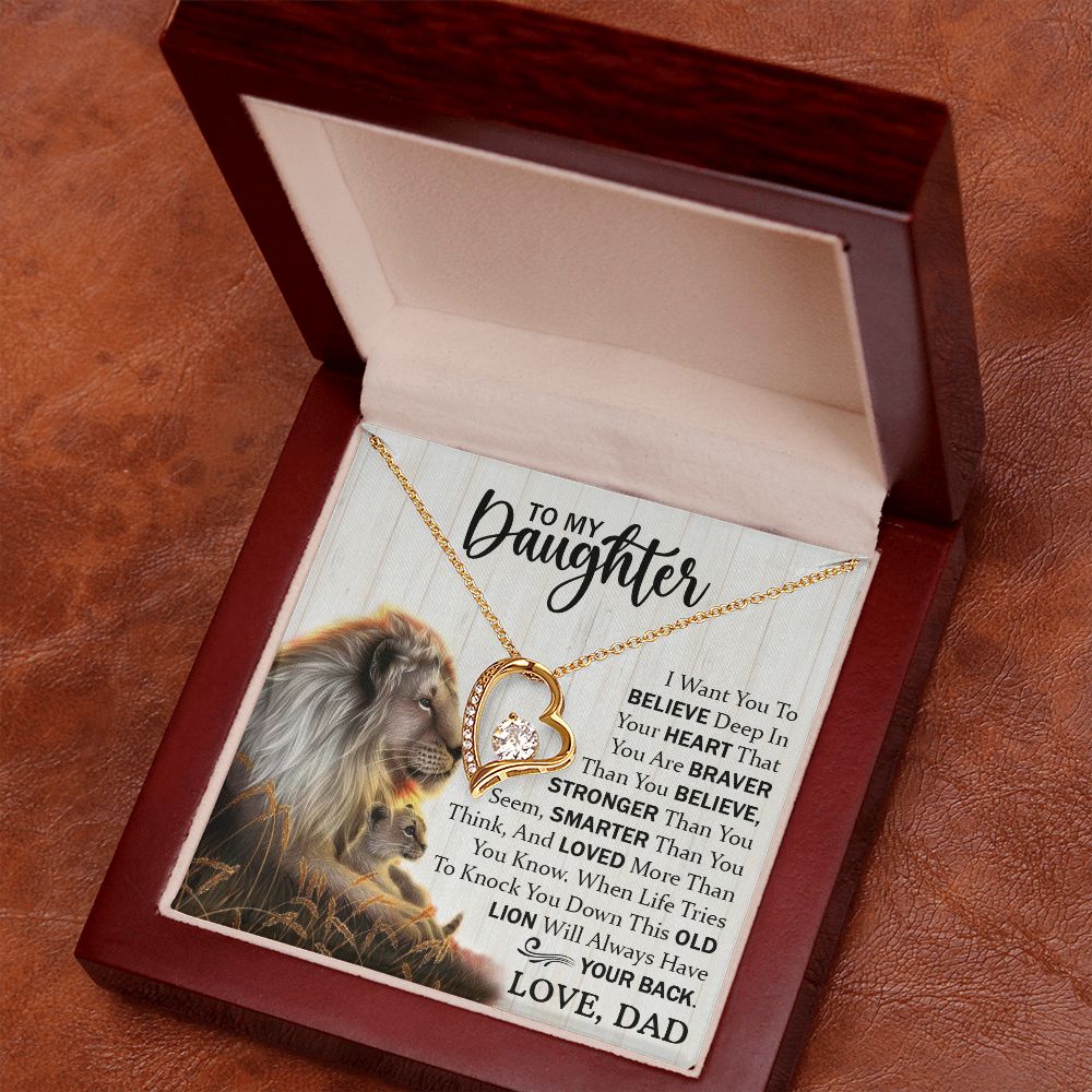 Daughter Dad Old Lion Believe Forever Love Necklace