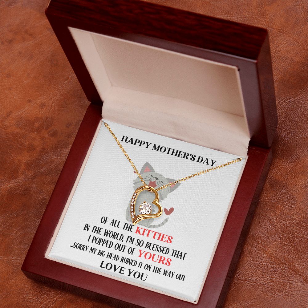 Mother's Day Your Kitty Grey Hearts Forever Love Necklace