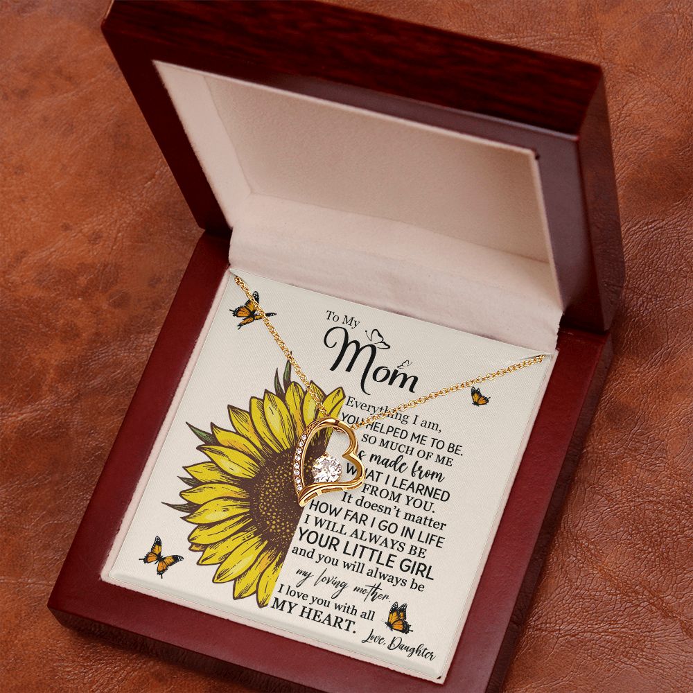 Mom Daughter Little Girl Sunflower Forever Love Necklace