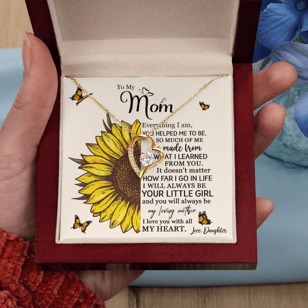 Mom Daughter Little Girl Sunflower Forever Love Necklace