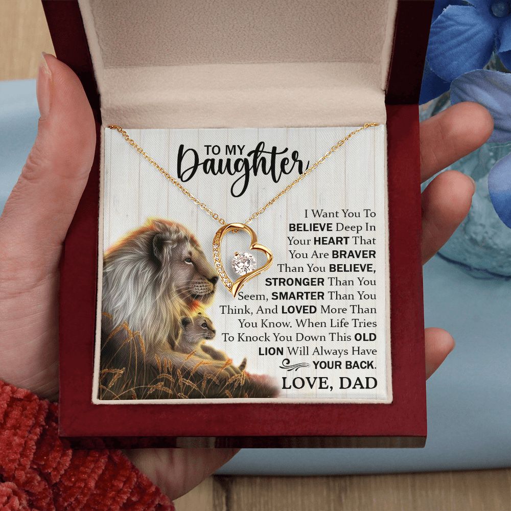 Daughter Dad Old Lion Believe Forever Love Necklace