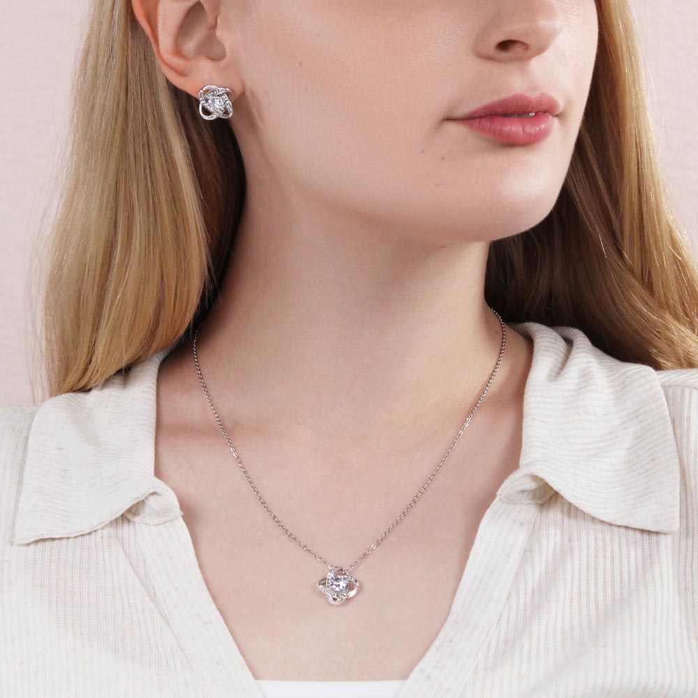 Soulmate Essence Red/ Love Knot Earring & Necklace Set