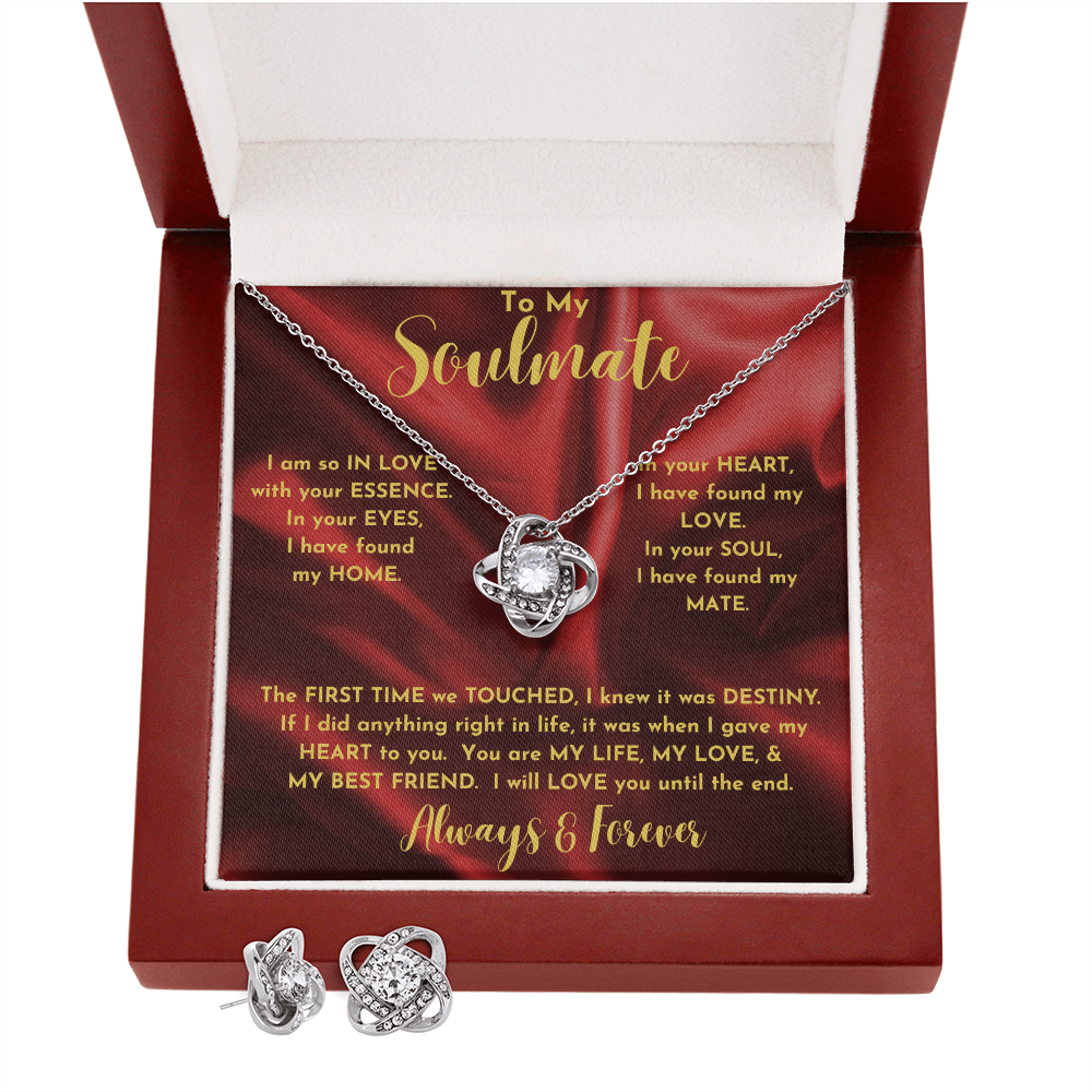 Soulmate Essence Red/ Love Knot Earring & Necklace Set