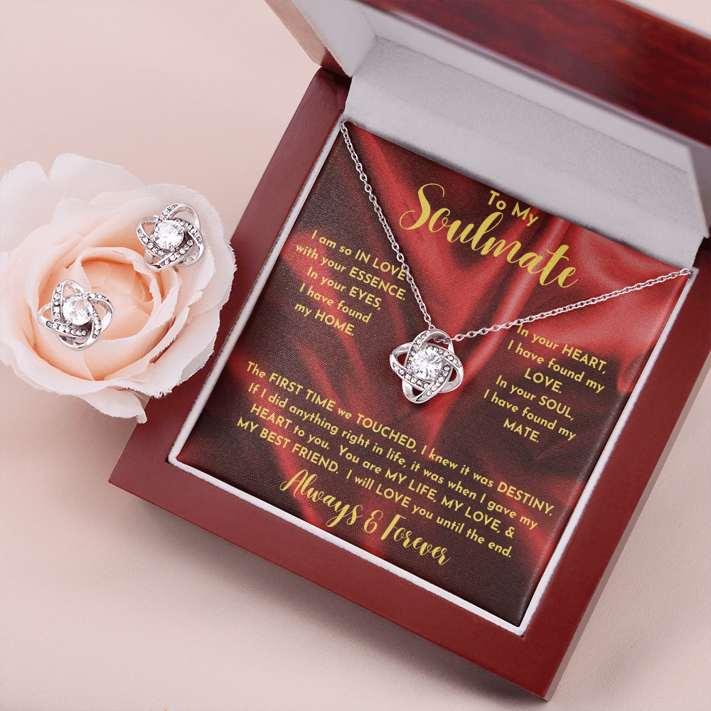 Soulmate Essence Red/ Love Knot Earring & Necklace Set