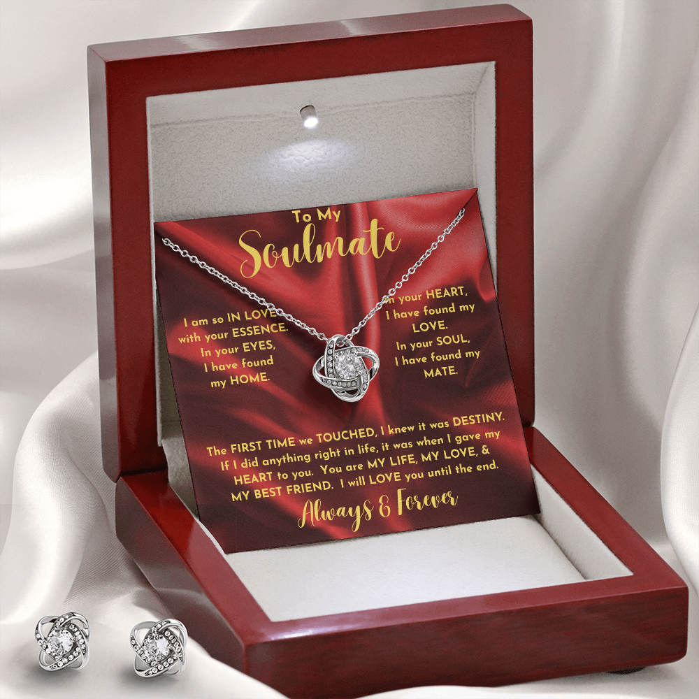 Soulmate Essence Red/ Love Knot Earring & Necklace Set