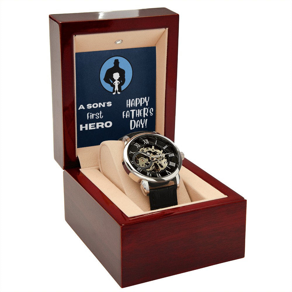 A Son's First Hero / Men's Openwork Watch