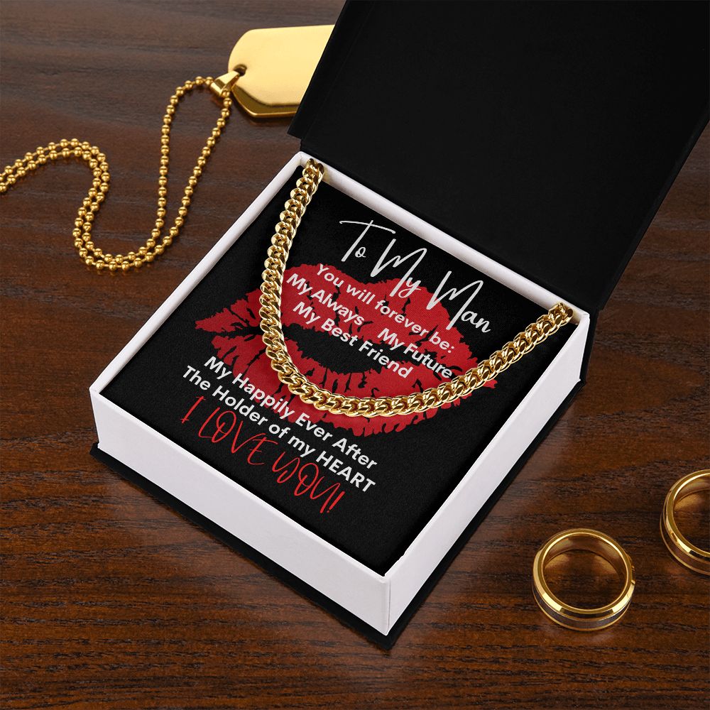 My Man Big Red Lips Cuban Chain Necklace