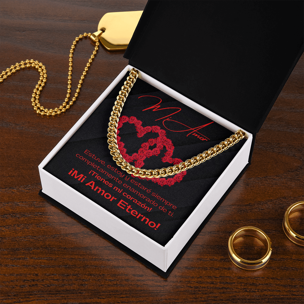 Mi Amor Black / Cuban Link Chain