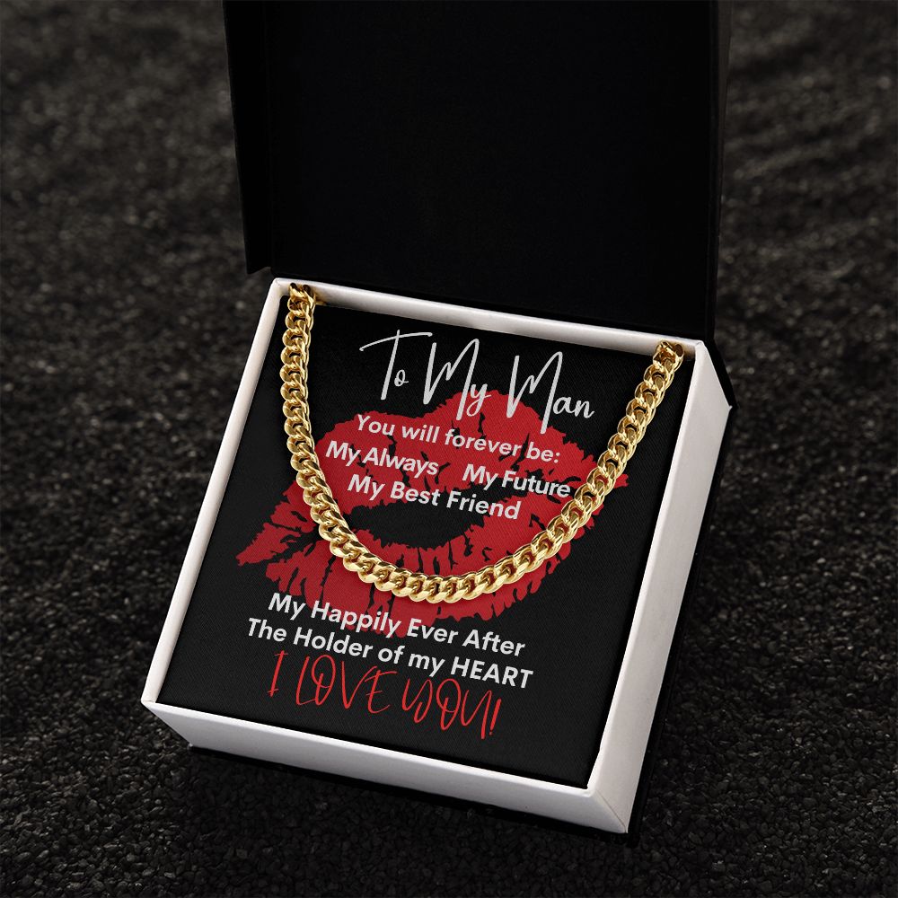 My Man Big Red Lips Cuban Chain Necklace