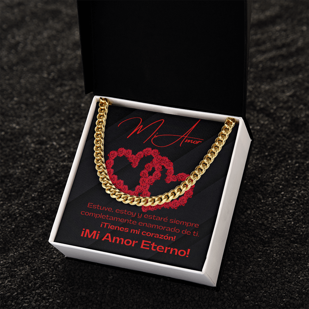 Mi Amor Black / Cuban Link Chain