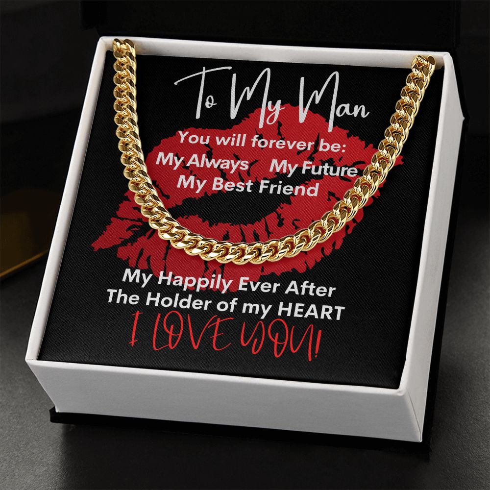 My Man Big Red Lips Cuban Chain Necklace