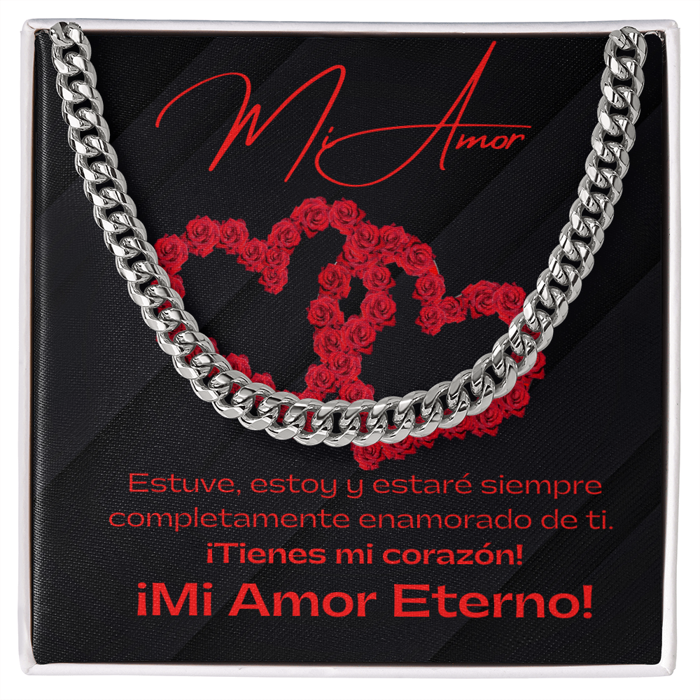 Mi Amor Black / Cuban Link Chain