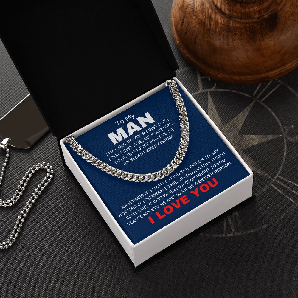MY MAN LAST EVERYTHING BLUE CUBAN LINK