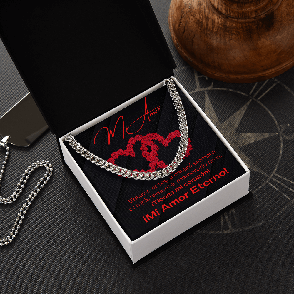 Mi Amor Black / Cuban Link Chain