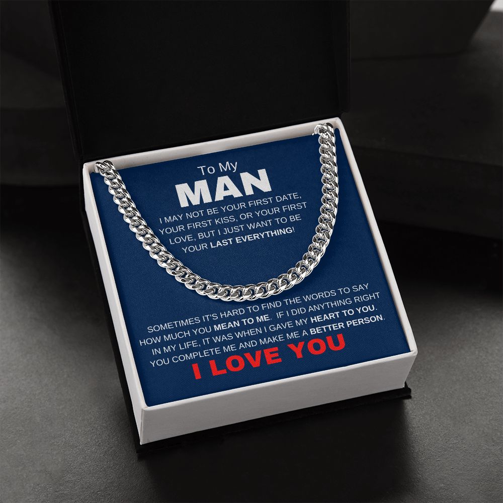 MY MAN LAST EVERYTHING BLUE CUBAN LINK