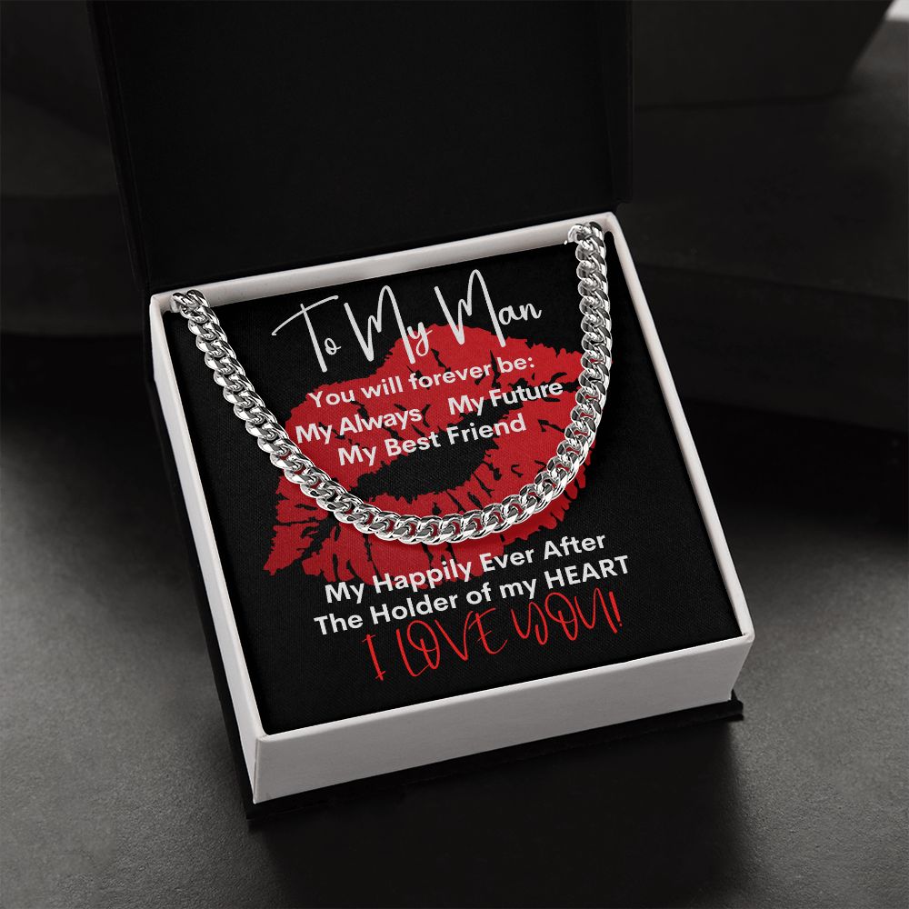 My Man Big Red Lips Cuban Chain Necklace