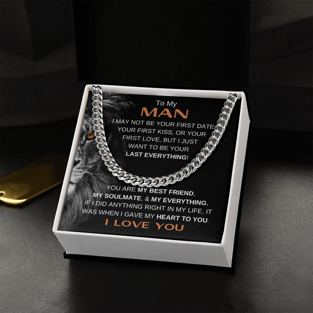 MY MAN LION LAST BRN CUBAN LINK CHAIN