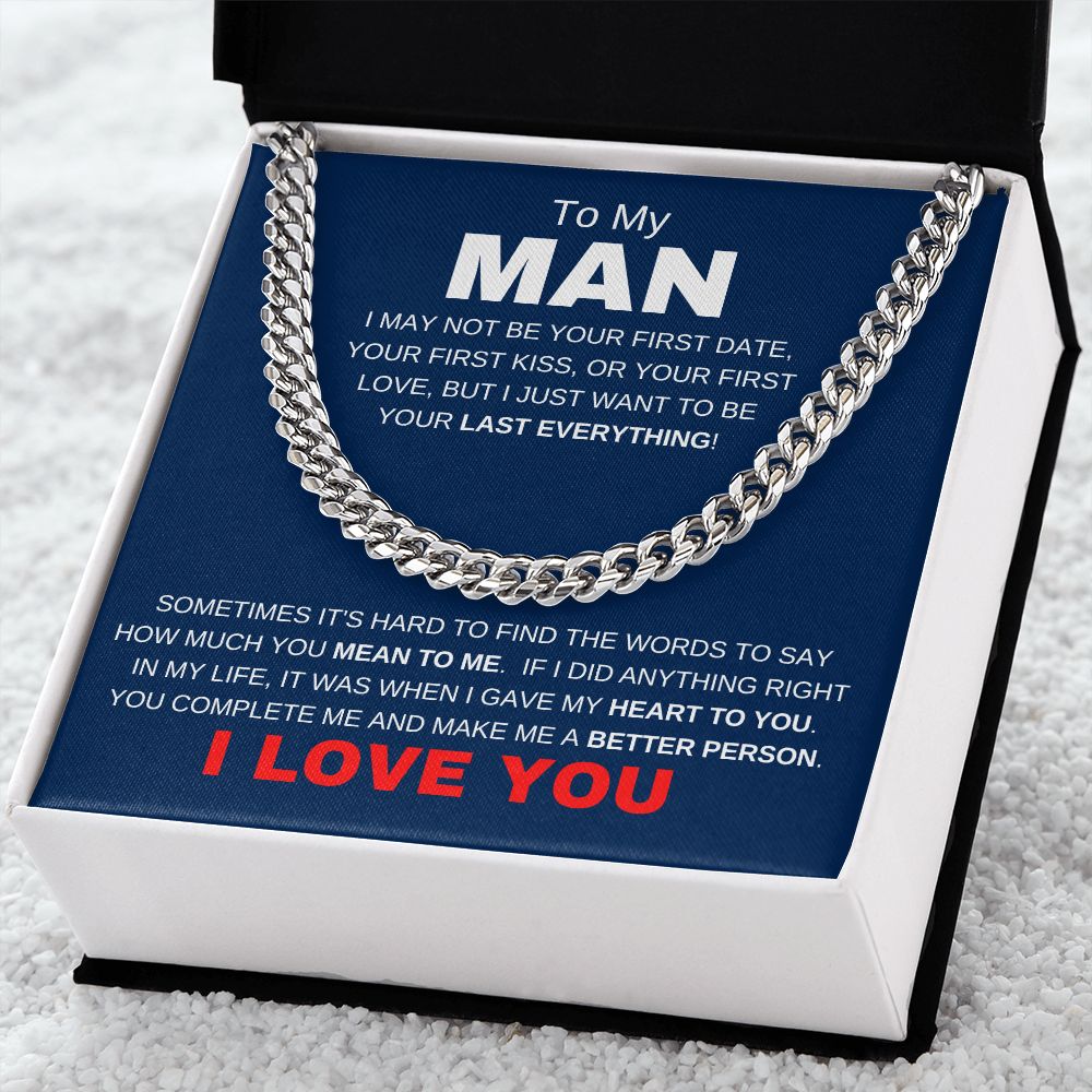 MY MAN LAST EVERYTHING BLUE CUBAN LINK