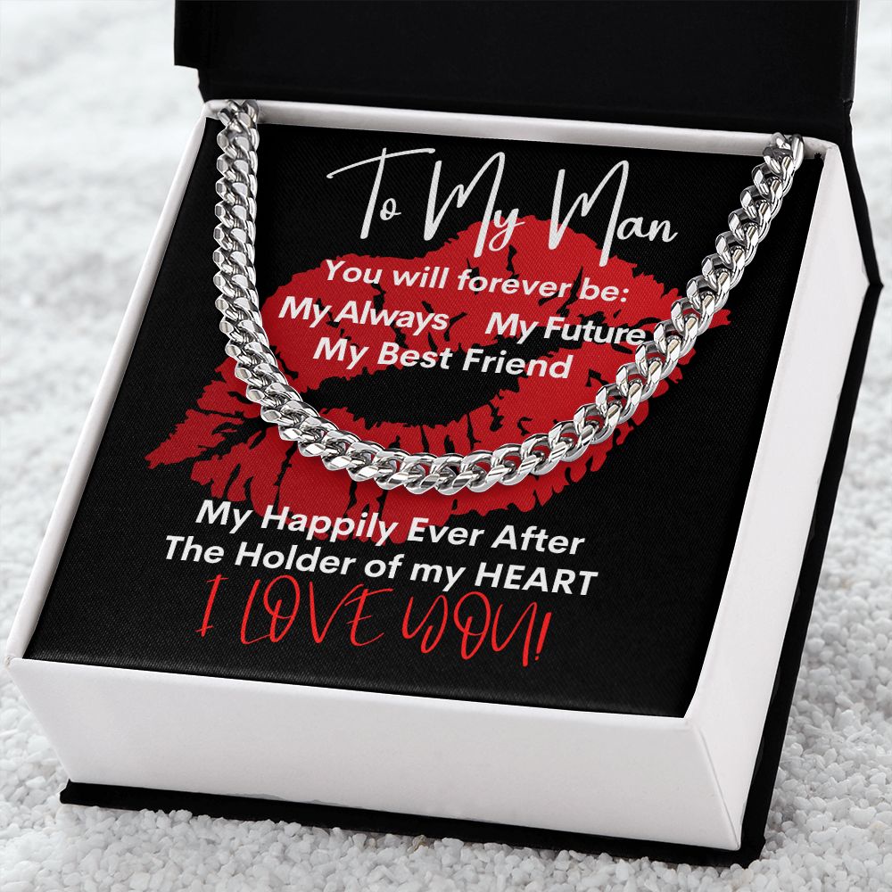 My Man Big Red Lips Cuban Chain Necklace