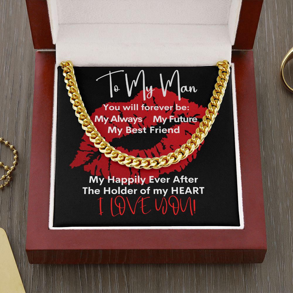 My Man Big Red Lips Cuban Chain Necklace