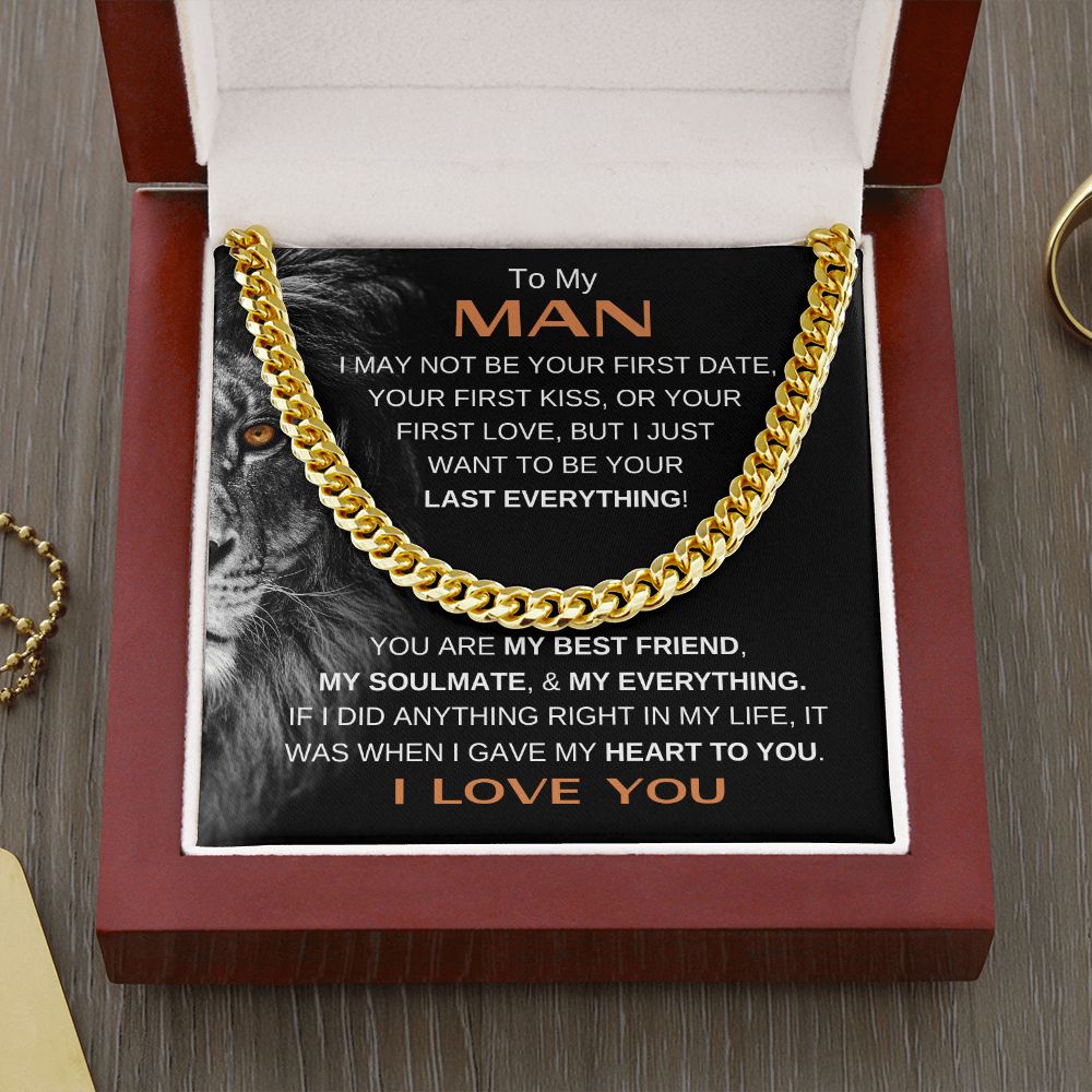 MY MAN LION LAST BRN CUBAN LINK CHAIN