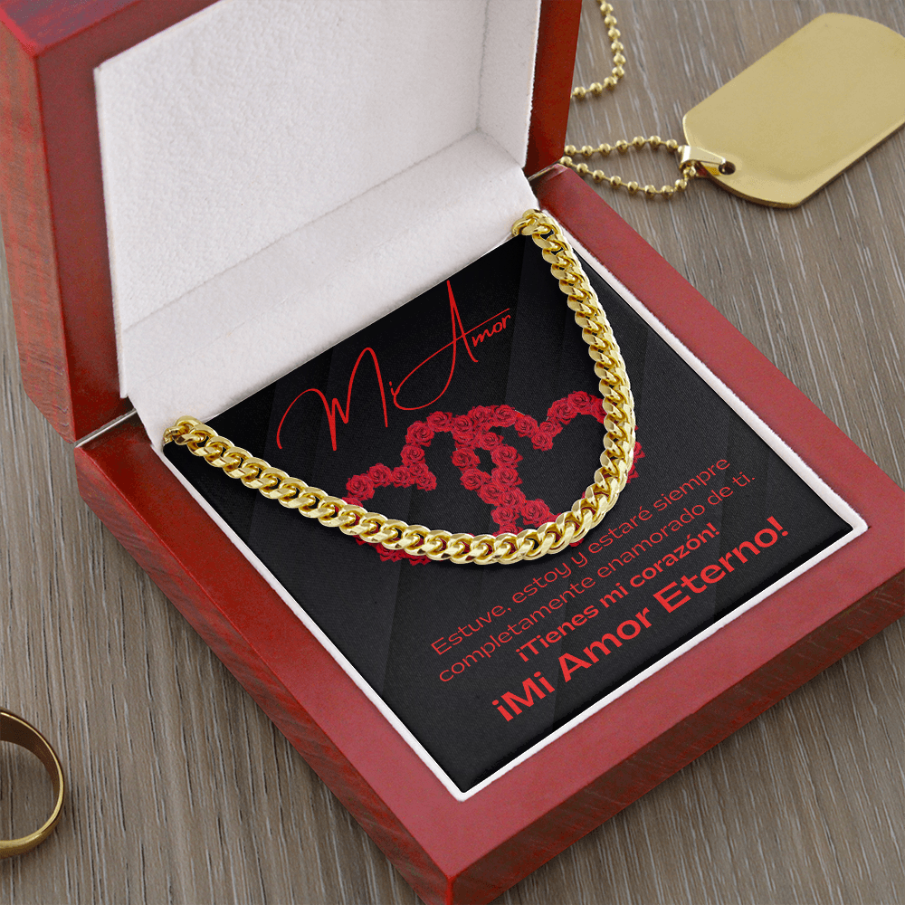 Mi Amor Black / Cuban Link Chain