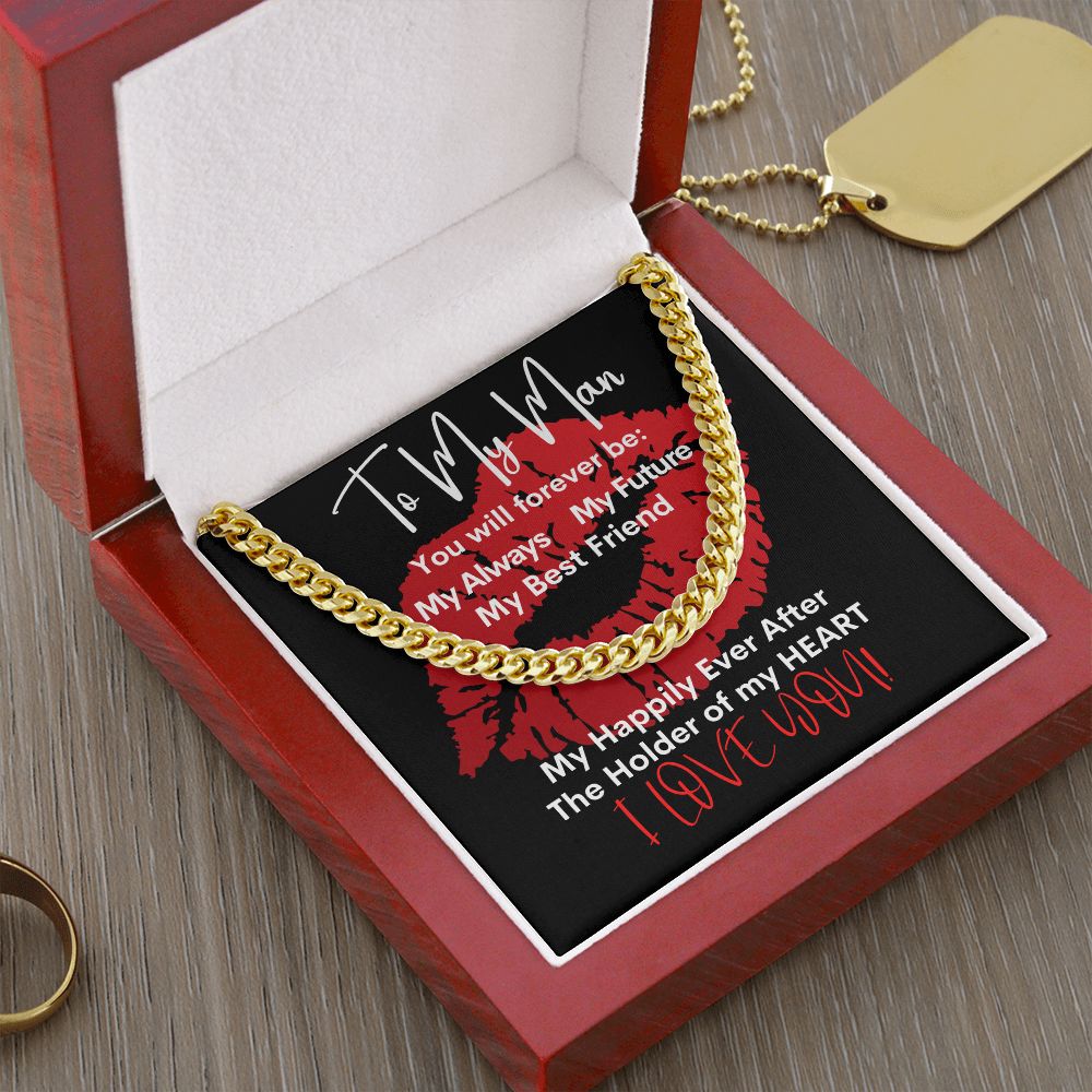 My Man Big Red Lips Cuban Chain Necklace