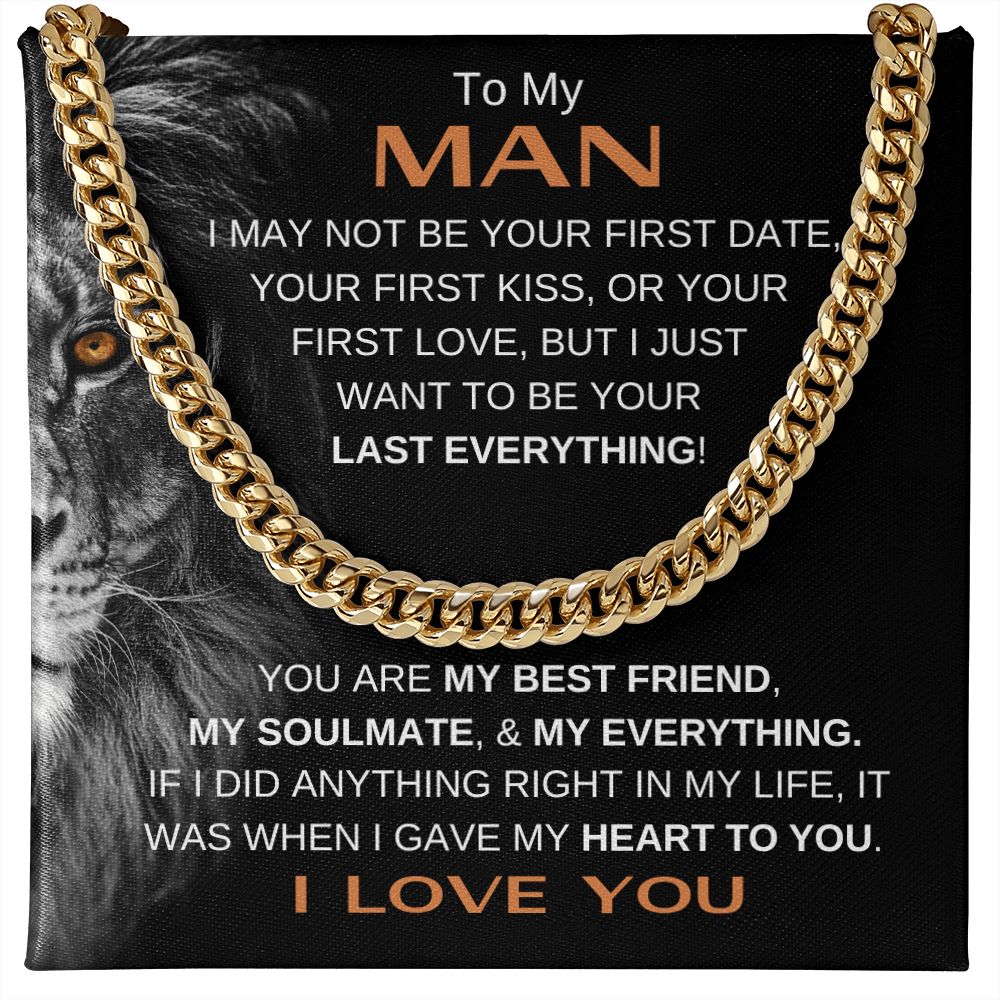 MY MAN LION LAST BRN CUBAN LINK CHAIN