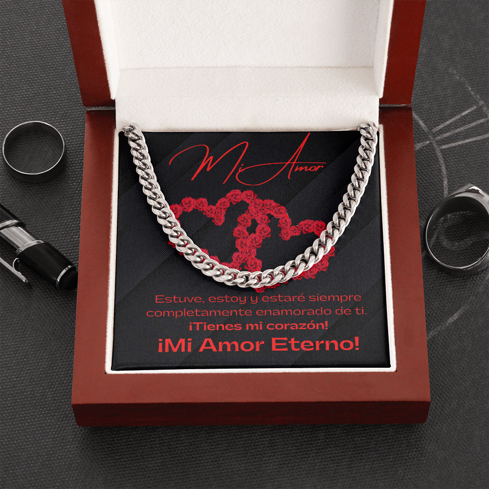 Mi Amor Black / Cuban Link Chain