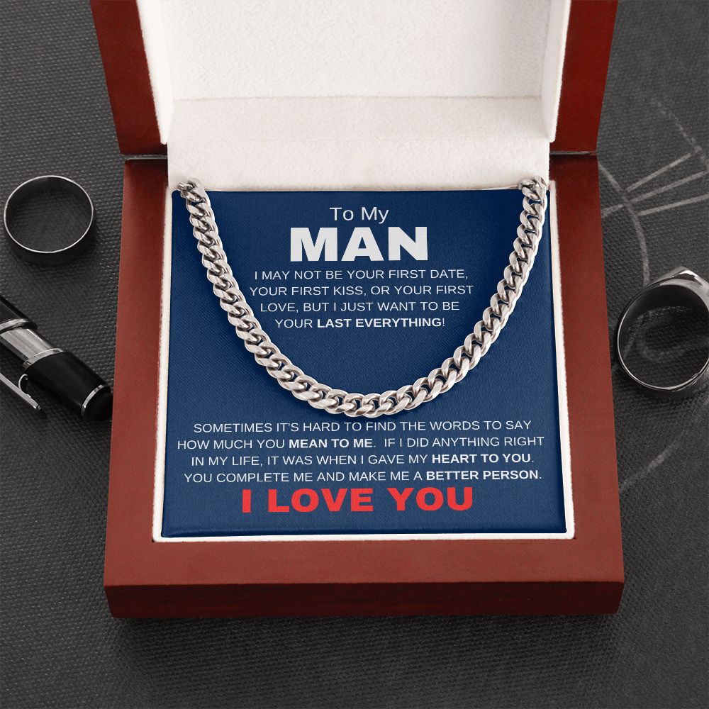 MY MAN LAST EVERYTHING BLUE CUBAN LINK