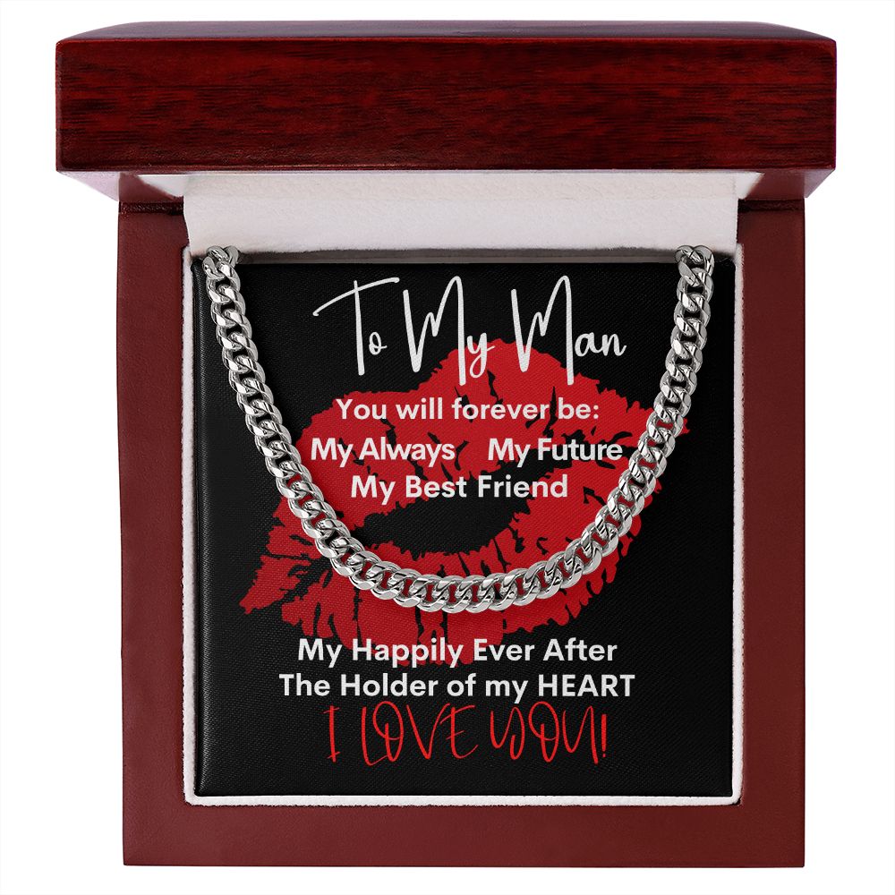 My Man Big Red Lips Cuban Chain Necklace