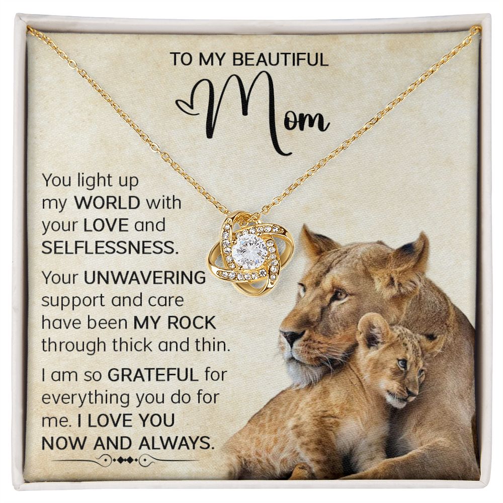 Mom Lioness My World Love Knot Necklace