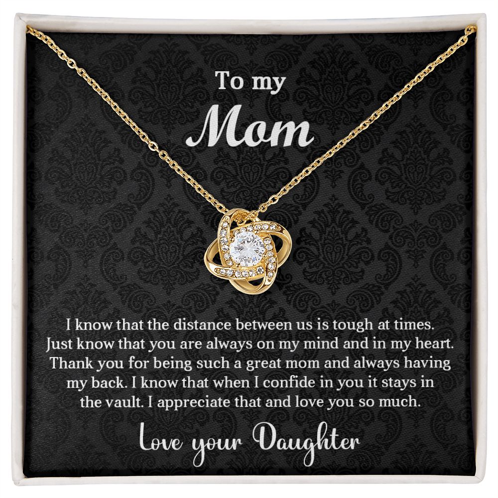 Mom Daughter Distance Love Knot Necklace