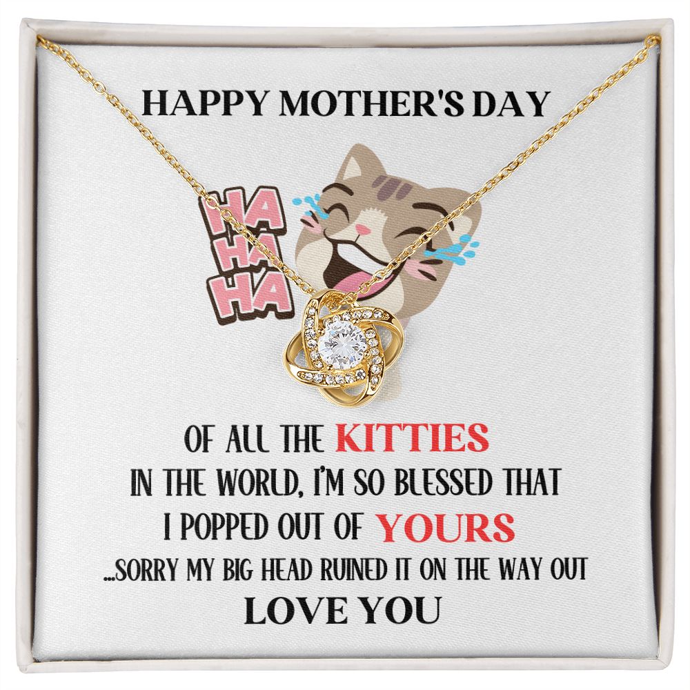 Mother's Day Your Brown Kitty Love Knot Necklace