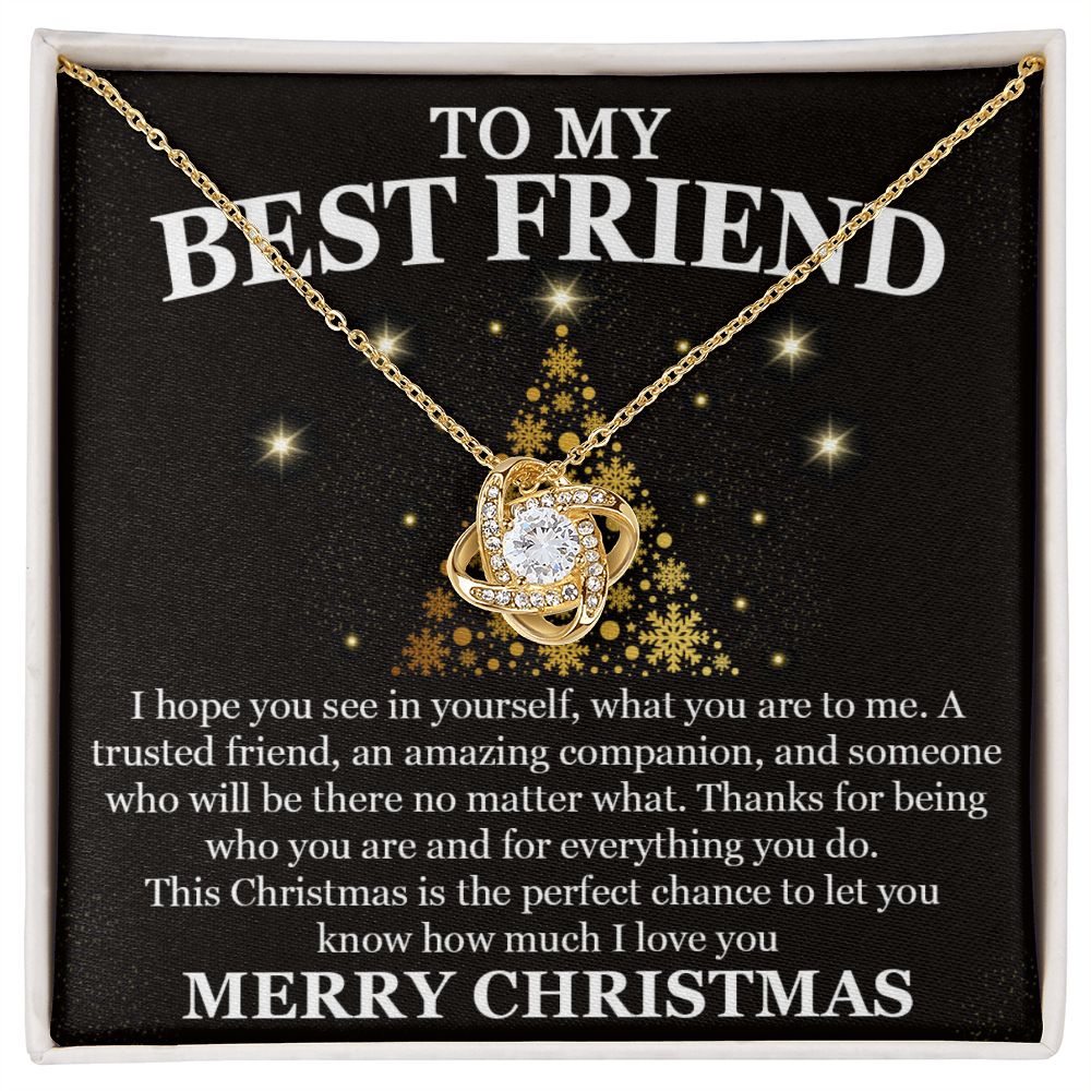 Best Friend Gold XMAS Tree Love Knot Necklace