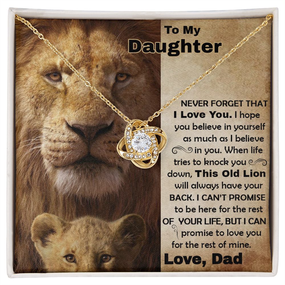 Daughter Old Lion Back Love Knot Necklace