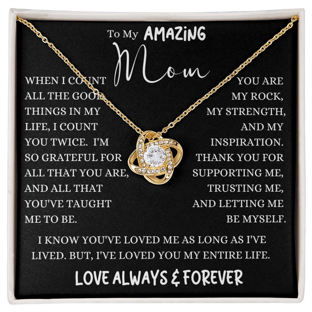 Amazing Mom Good Things Black Love Knot Necklace
