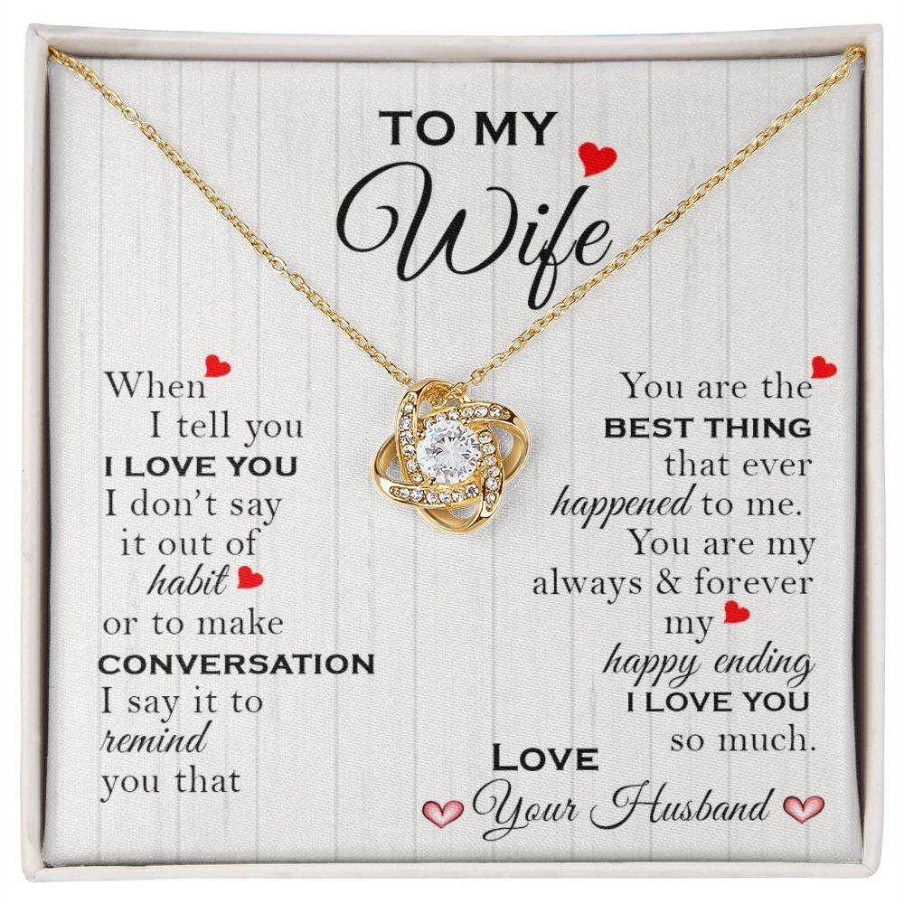Wife Best Thing Red Hearts Love Knot Necklace