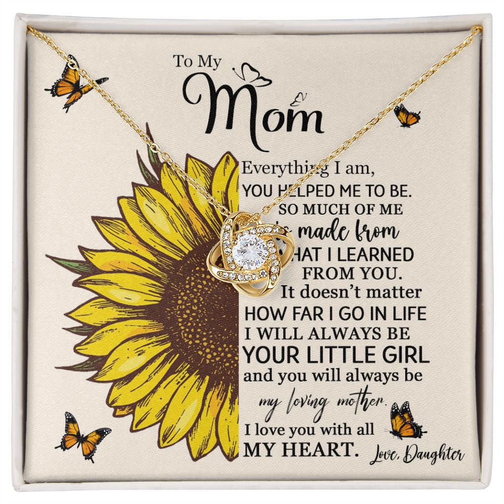 Mom Daughter Little Girl Sunflower Love Knot Necklace