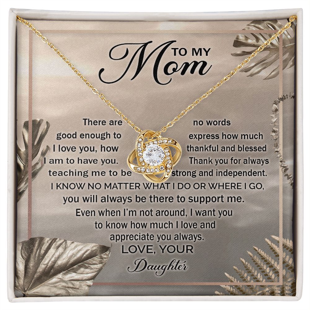 Mom Daughter No Words Love Knot Necklace