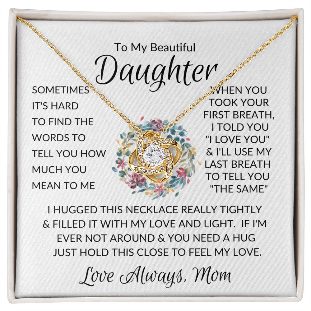 Beautiful Daughter Flower Ring Love Knot Necklace