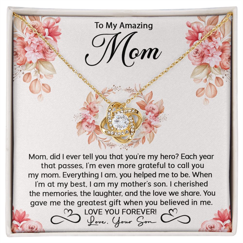 Mom Son My Hero Love Knot Necklace