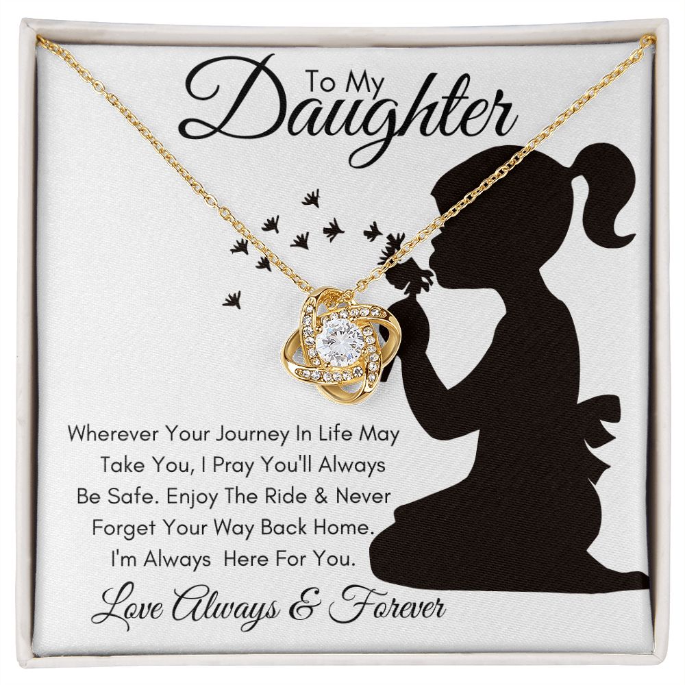 Daughter Silhouette Journey / Love Knot Necklace