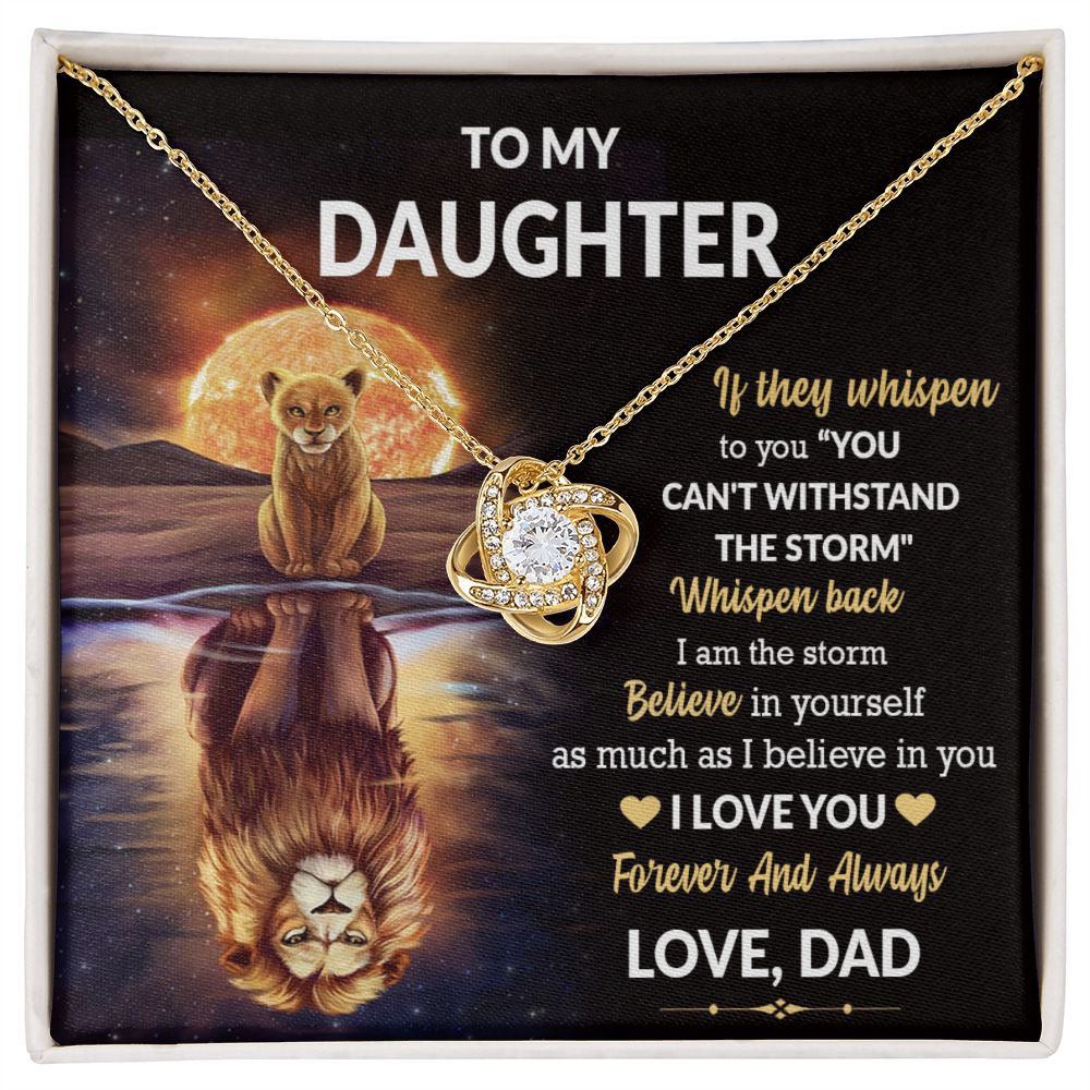 Daughter Lion Storm Whisper Love Knot Necklace
