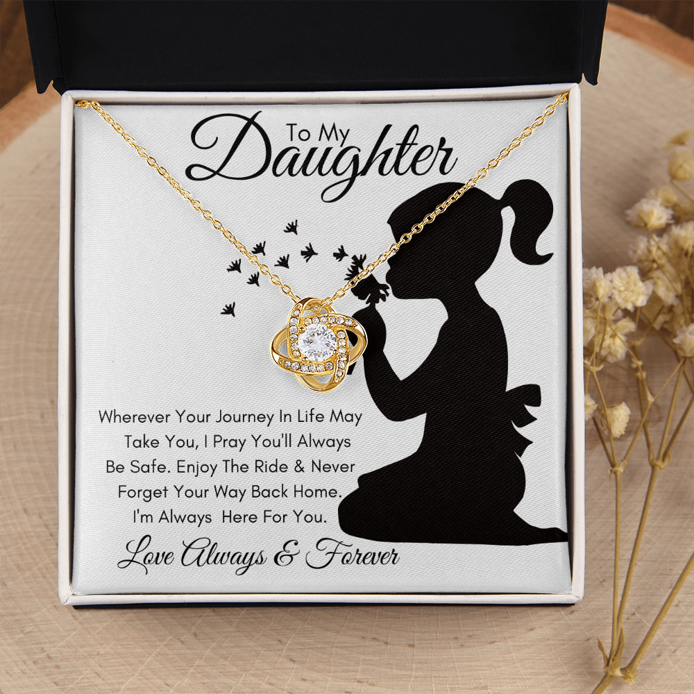 Daughter Silhouette Journey / Love Knot Necklace